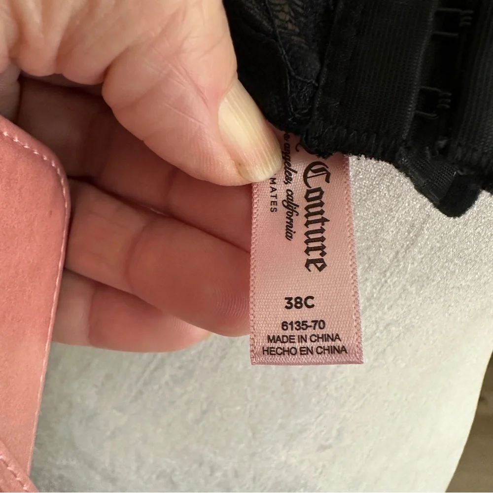 Juicy Couture Black Padded‎ Underwire Adjustable Bra Size 38C